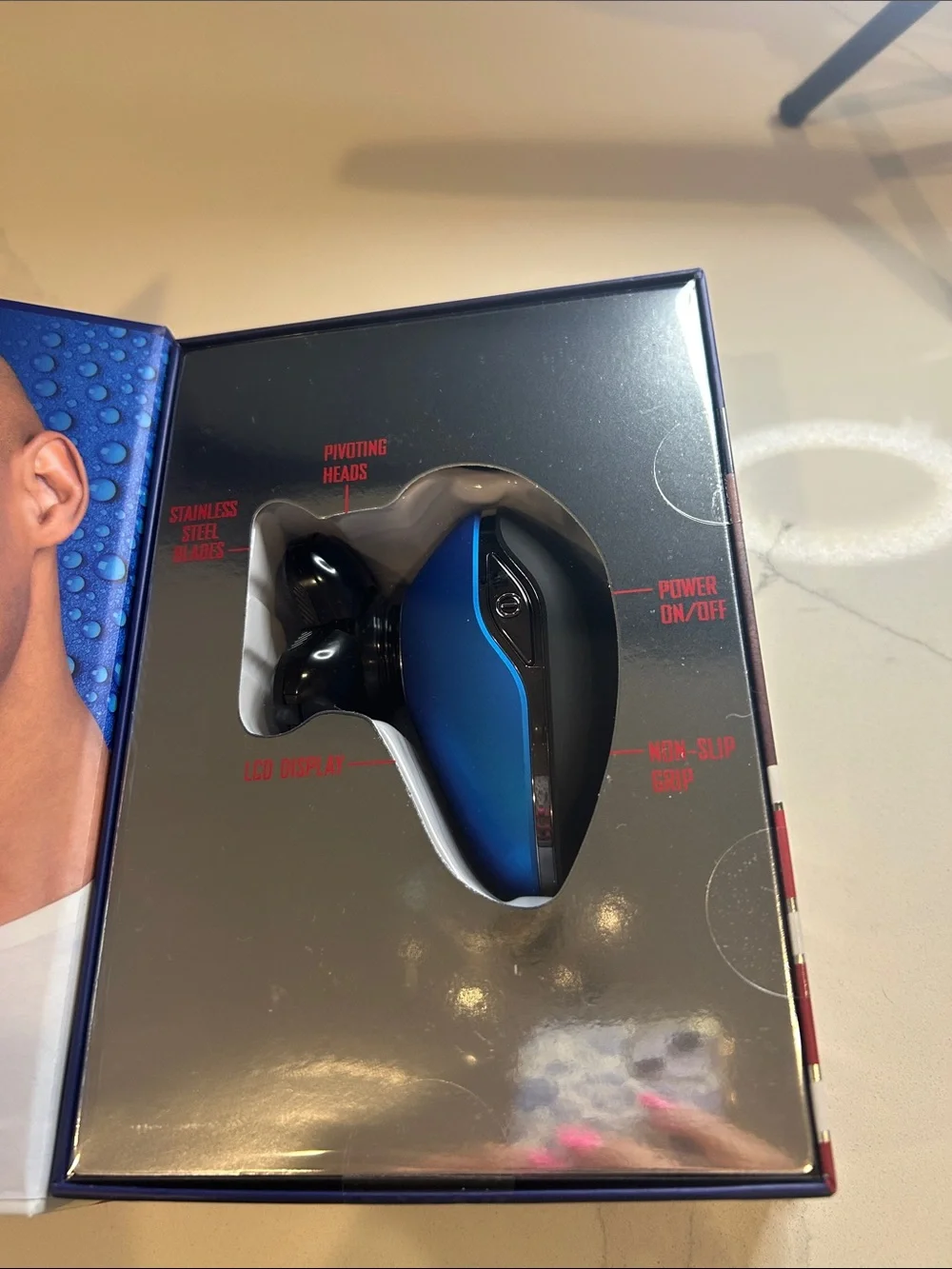 Barbasol Rechargeable LCD Head Shaver Set - Blue New In Box